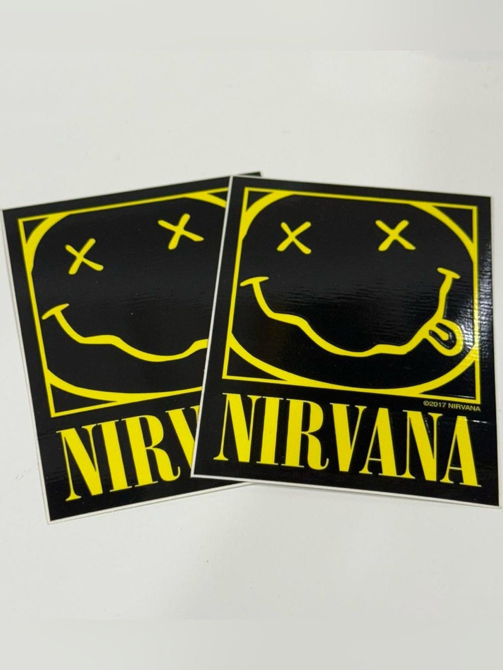 2x NIRVANA SMILEY FACE LOGO STICKERS
